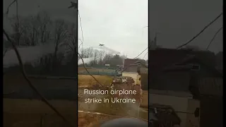 Russian airplane strike in Ukraine. A allegedly russian Mig-29 firing unguided rockets