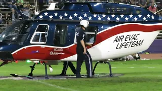 Air Evac Helicopter Lands To Open Up Washington & Keokuk's High School Football Game! #HeroesNight