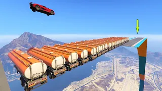 Insane Super Jump Over Tankers - Epic Race GTA 5 Online