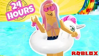 24 HOUR CHALLENGE IN A WATER PARK (ROBLOX)