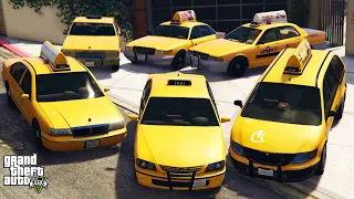 GTA 5 - Stealing Liberty City Taxi Department Vehicles with Franklin! | (GTA V Real Life Cars #87)