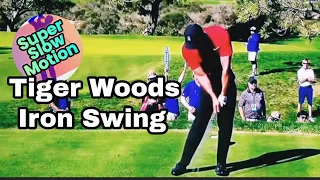 Tiger Woods Golf Swing in Super Slow Motion, face on, iron