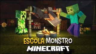 Minecraft Escola Monstro #16 - Churrasqueira Mágica !!  Monster School