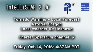 TWC Tornado Warning + IntelliSTAR 2 Jr- Astoria, OR- Oct. 14, 2016- 4:37AM PDT