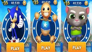 Sonic Dash vs Talking Tom Gold Run vs Buddyman Run (kick the Buddy) - All Characters Unlocked