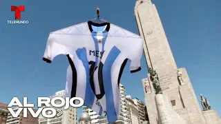 Despliegan enorme camiseta de Messi en Rosario, su ciudad natal | Al Rojo Vivo | Telemundo