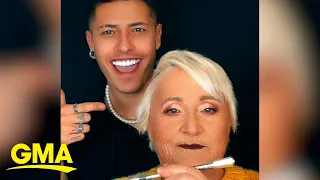 This guy loves doing his grandma’s makeup I GMA