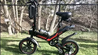 Electric Bicycle, Sailnovo 14'' Folding E Bike for Adults and Teenagers 350W Motor Electric Bike Rev