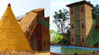 Top 2 Amazing!  Build Mud House, Bamboo Water Slide, Water Tank And Underground Swimming Pool