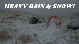 FREEZING Camp In Heavy Rain & SNOW!