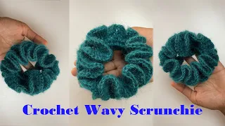 How to Crochet Two layered Scrunchie | Crochet Wavy Scrunchie | A Double Ruffle Scrunchie
