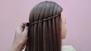 Super Easy Waterfall Trick - New Beautiful Hairstyle | Open Hairs Style |How to do a Waterfall Braid