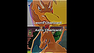 Ash's Charizard vs Leon's Charizard|| Who is strongest 💪#shorts #pokemon