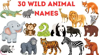 Wild animals names | animals for kids | animal vocabulary with pictures for kindergarten