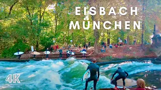 Surfing in the Eisbachwelle Munich 4K