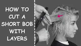 How to cut a short bob with layers - very easy technique /كيفية قص قصة قصيرة بالطبقات