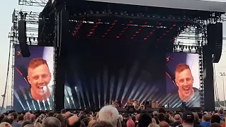 The Killers - Exclusive! Fan picked from crowd to play drums 'Reasons Unknown' 7th June 2022 Falkirk