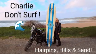 Charlie Don't Surf! - Taking Roger the Himalayan up Porlock Hill to the Seaside.