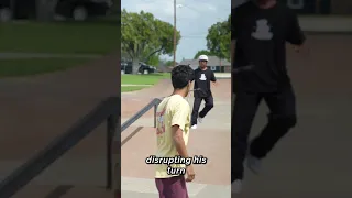 Skater Gets In Scooter Kids Way