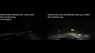 OSRAM NIGHT BREAKER 200 vs Cool Blue Intense NEXT GEN on Rain