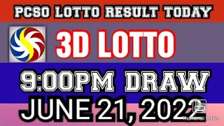 PCSO LOTTO RESULT TODAY 3D LOTTO 9pm Draw JUNE 21, 2022