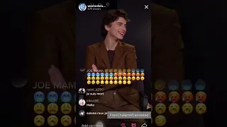 Timothée Chalamet speaking French on TikTok with English subtitles