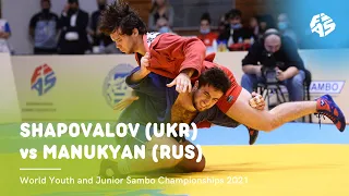 SHAPOVALOV (UKR) vs MANUKYAN (RUS). Juniors (M) 88 kg. World Youth&Junior Sambo Championships 2021