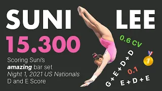 SCORING: Sunisa Lee nails routine to earn a HUGE 15.3 on uneven bars @ US Nationals 2021 (Night 1)
