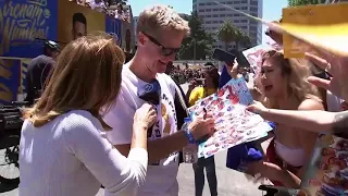 'I love these fans.' Warriors Coach, Steve Kerr shares the love at the victory parade.