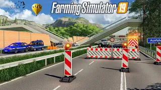 Effondrement d'un pont & Autoroute bloquée | Mission scénario (Farming Simulator 19)