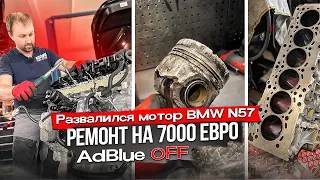 Почему развалился мотор N57? Не качественный ремонт? Удаление AdBlue (BimmerDoc) BMW 535D N57