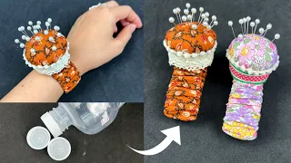 DIY Wrist Pin Cushion with Bottle Cap. How to make a Wrist Pin Cushion.