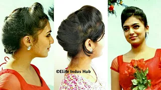 French Roll / Twist Hairstyle with symmetrical puff | Party Hairstyle for long gown/skirt outfits
