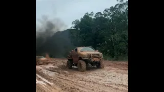 Pulling car stuck in mud