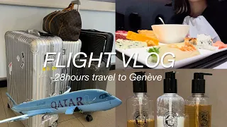 【FLIGHT VLOG】28 hours in Business Class✈️ Osaka to Switzerland🇨🇭⛰️ Qatar Airways | Malaysia Airlines