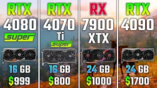 RTX 4080 SUPER vs RTX 4070 Ti SUPER vs RX 7900 XTX vs RTX 4090 | Test in 7 Games