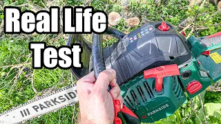 Parkside Petrol Chainsaw Real Life Work PBKS 53 Cheap Good Chainsaw