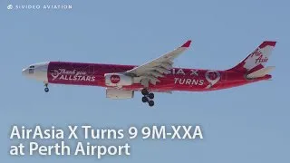 AirAsia X Turns 9 (9M-XXA) on final approach to RW24 and departing RW21 at Perth Airport.