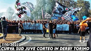 CURVA SUD JUVE CORTEO IN DERBY TORINO || Juventus vs Torino 7/10/2023
