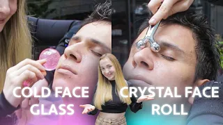 ASMR Massage Sleep Meditation | Crystal Face Roll, Cold Face Glass ..