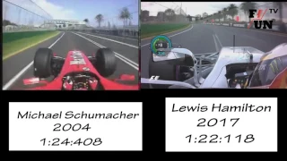 F1 - Michael Schumacher vs Lewis Hamilton Pole position lap