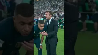 Mbappé comforted by President Macron😢