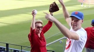 Helping my mom catch her FIRST BALL EVER at Citi Field