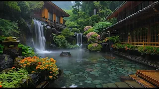 Tranquil Zen Garden Rainfall🌿Relaxing Rain Sounds and Piano Music for Inner Peace and Relaxation
