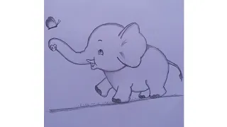 Happy Baby  Elephant With butterfly pencildrawing scenery@Er Das Art