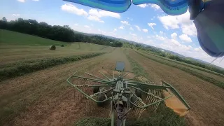 Raking hay with IH 656