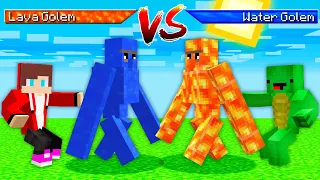 MIKEY AND JJ MADE A BATTLE LAVA GOLEM VS WATER GOLEM in Minecraft ? GOLEM BATTLE !