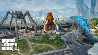 Godzilla vs Titanus Scylla, Titanus Behemoth Epic Fight ( GTA V Mods )