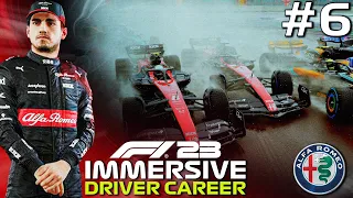 FIRST WET RACE AND RED FLAG! | F1 23 Immersive Driver Career Mode #6 (Alfa Romeo)