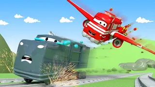 Troy le Train -  Le train avion - La Ville des Voitures 🚓 🚒 Dessin animé Trains